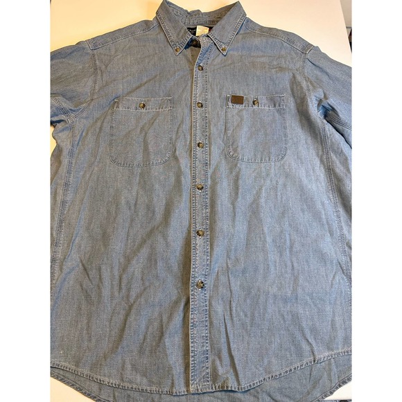 Wrangler Mens Workwear Denium button down short sleeve shirt-2xl - Picture 1 of 11